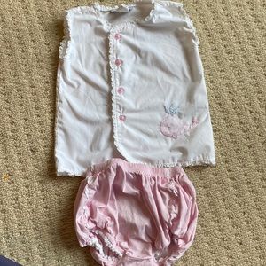 12-18 month Nantucket Kids WHALE WATCH SHADOW EMBROIDERY SET in PINK